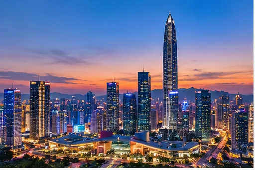 福田 CBD 夜景 景點 AI 風格示意圖